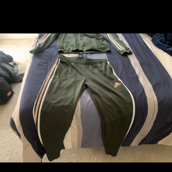 olive green adidas suit